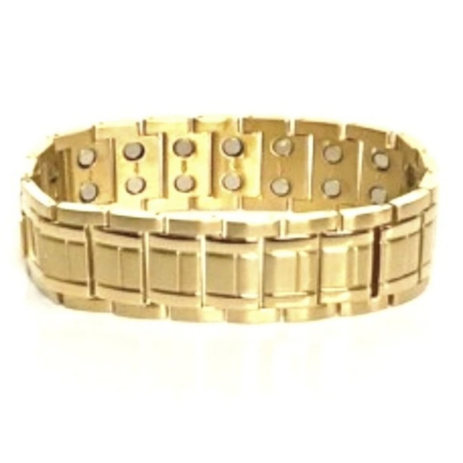 New Stainless Steel Double Magnetic Gold Toned Bracelet 8.5 Inches